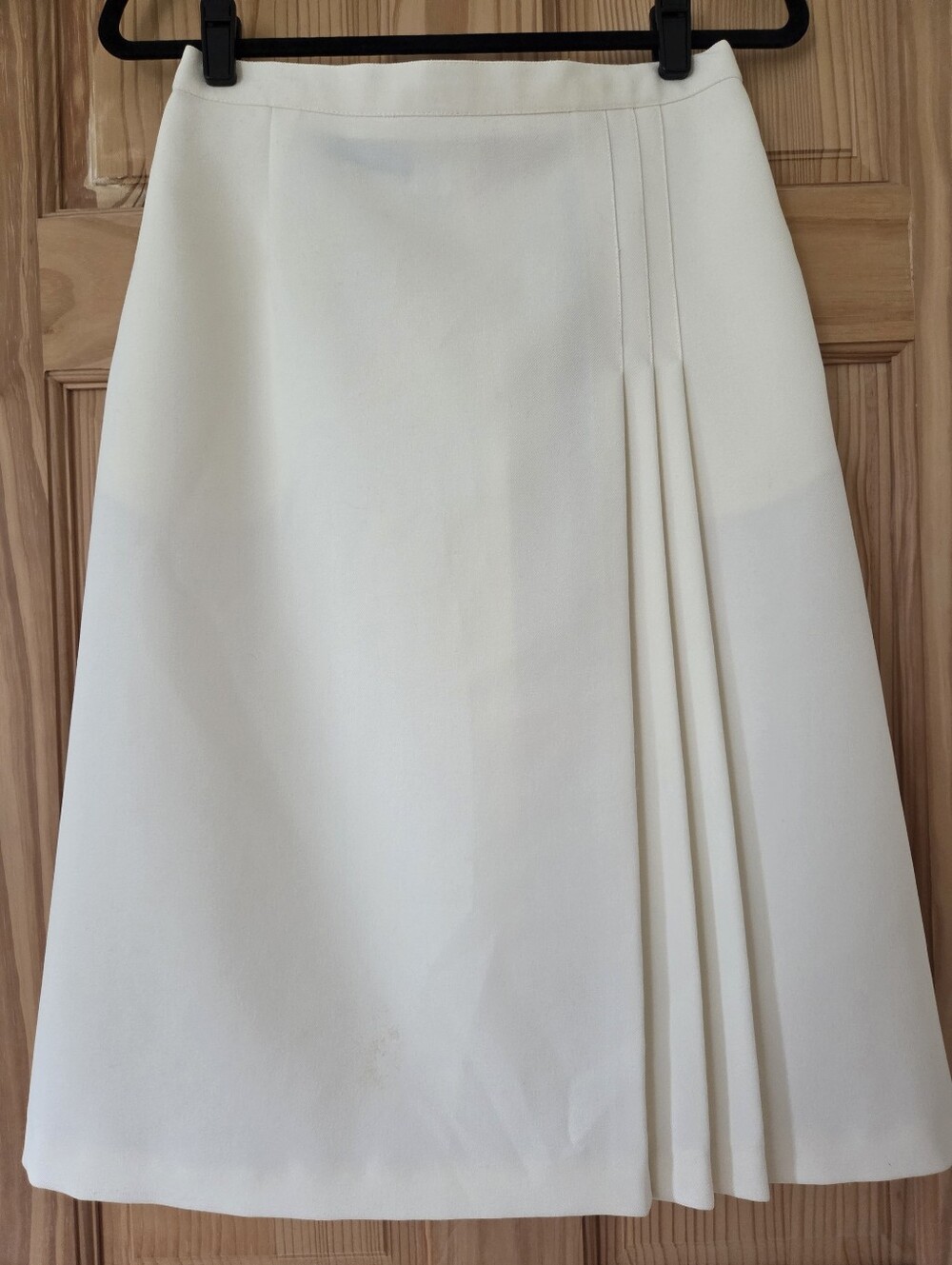 1980s Era Vintage Haberdashery Cream Pleated A Line Skirt Sz 10 Workwear Classic